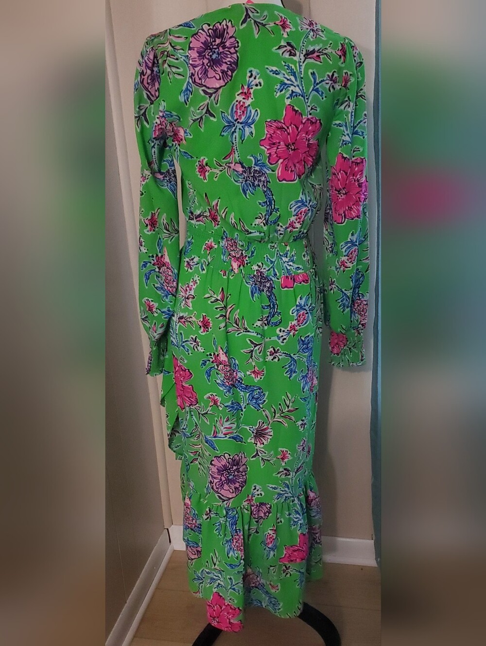 Lilly Pulitzer Size 2 Gecko Green Christiana Stretch Midi Dress Brewsters Bloom - Picture 6 of 12